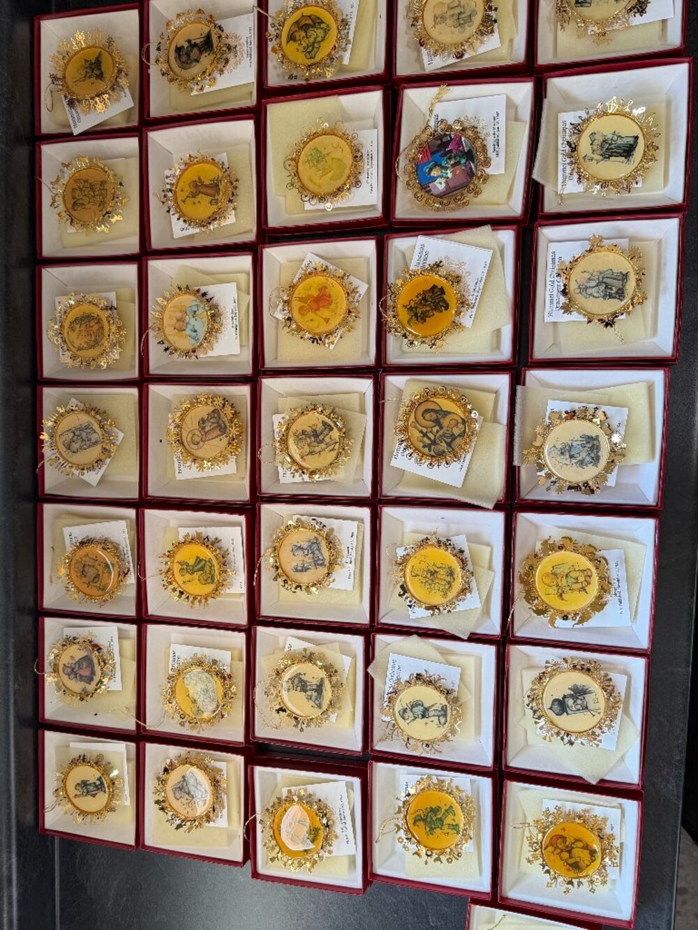 Vintage Set of 36 Hummel Gold Christmas Ornament Collection ARS Switzerland